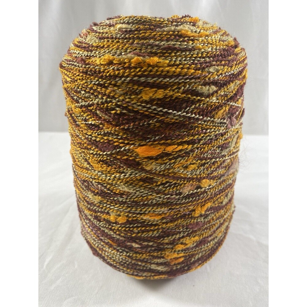 Fancy Cone Yarn Brown Yellow Slub Thread Clothes Needlework NW 620g #925